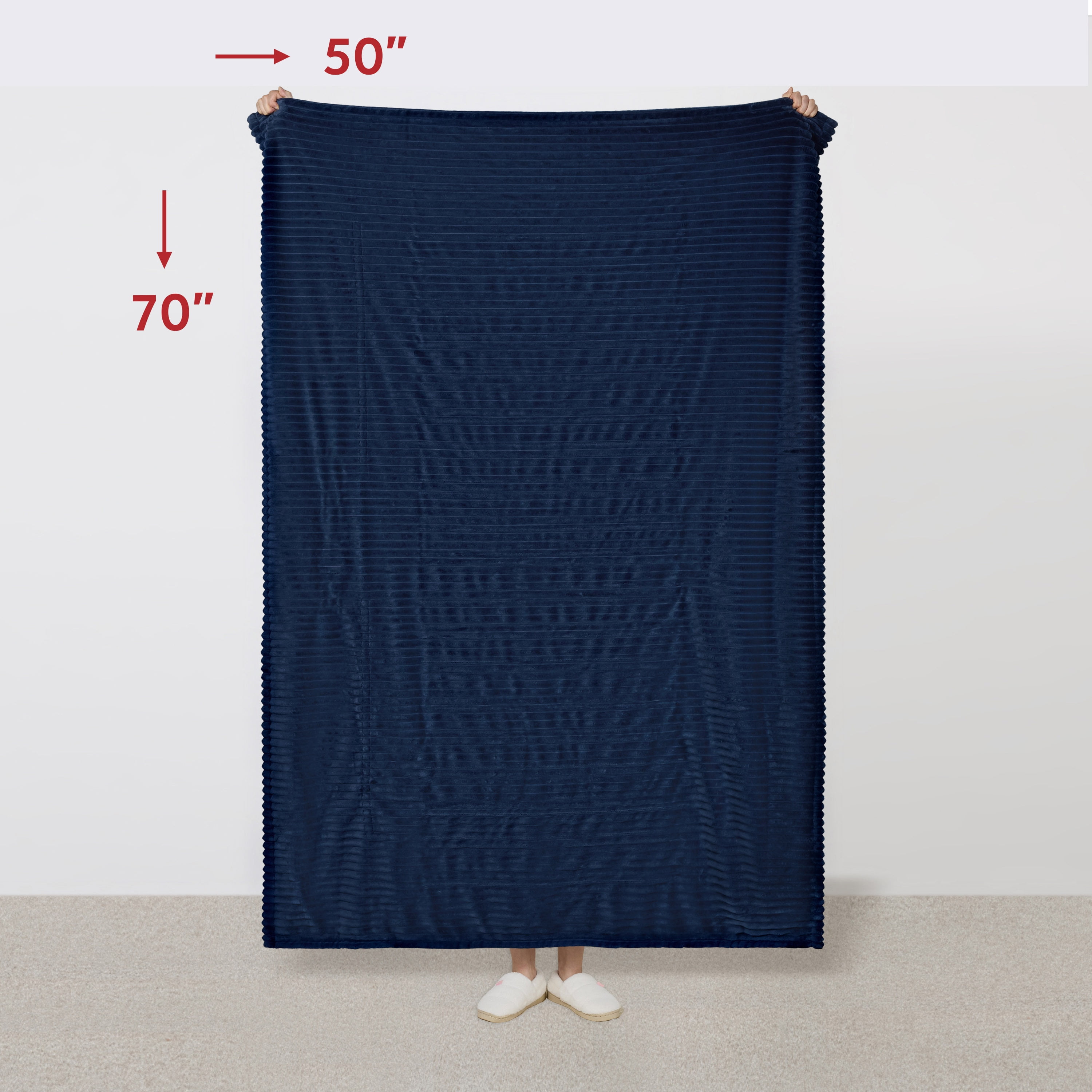 Jeté chauffant extra long en velours côtelé bleu intense quatre réglages de chaleur, arrêt automatique, 127 cm x 177,8 cm (50 po x 70 po) SUNBEAM JETE CHAUFFANT