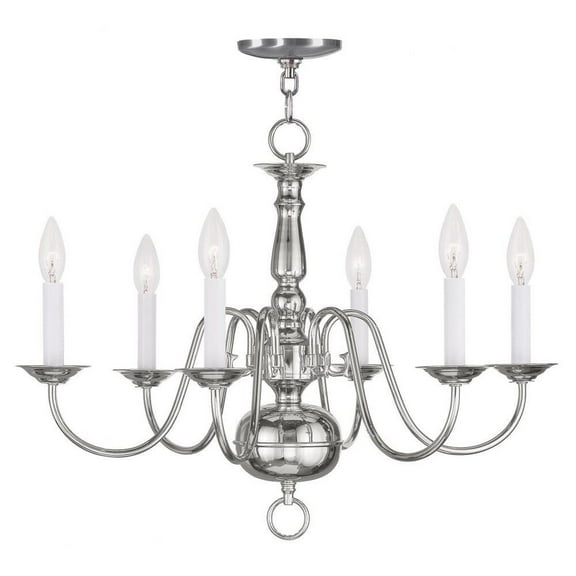 Traditional Six Light Chandelier-Polished Nickel Finish Bailey Street Home 218-Bel-1119912