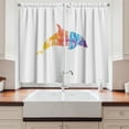 thumbnail image 2 of Ambesonne Dolphin Kitchen Curtains, Marine Animal Design, 55"x39", Multicolor, 2 of 3