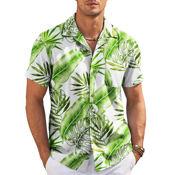 HAOMEILI Men's Hawaiian Shirt Short Sleeve Floral Button Down Shirts Tropical Holiday Beach Shirts