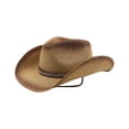 thumbnail image 3 of XIAOCHA Mens GradientâWeave Rivetâ Cowboy Hat ChinâStrap Western Hats HorseâRiding Travel Straw Cowboy Hat,Khaki, 3 of 3
