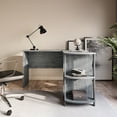 BELLEZE Modern LShaped Home Office Computer Desk SpaceSaving, Grey Finish, Open Shelves
