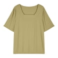 thumbnail image 3 of Patlollav Plus Size T Shirts For Women Square Neck Tunic Tops Loose Solid Short Sleeve Shirt Summer Tee Shirts, 3 of 6