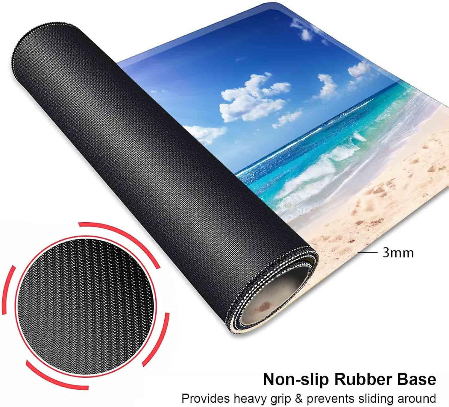 Sun Beach Mouse Pad Blue Glitter XXL Large Mouse Pad with AntiSlip Rubber Base, Perfect for Full Desk Coverage, Add a Sparkling Touch to Your Gaming or Office Setup