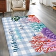 thumbnail image 2 of Watercolor Coral Area Rugs 2.7'x5', Small Throw Rugs for Kitchen Bedroom, Summer Ocean Marine Seaweed Shell Blue Plaid Indoor Outdoor Rug Non-Slip Low Pile Carpet Runner Reversible Floor Mats, 2 of 8