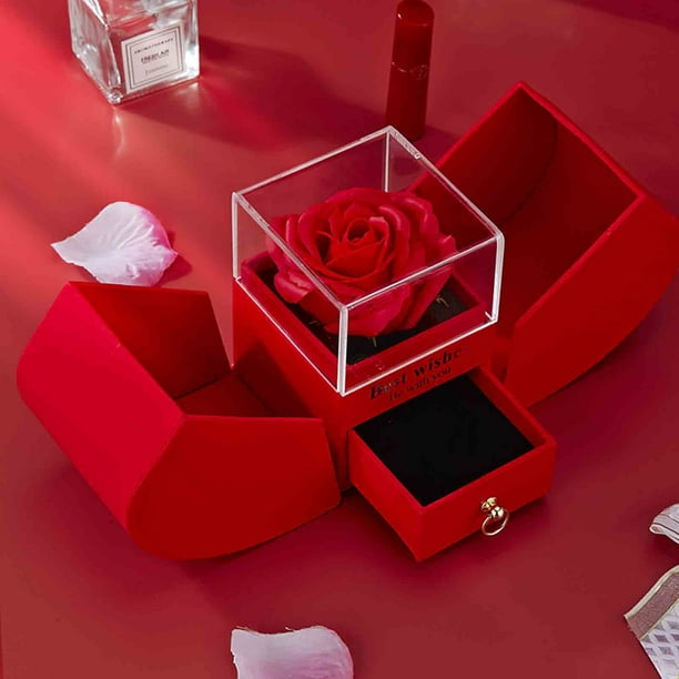 Baúles de almacenamiento, organizadores de armario y almacenamiento, organización y almacenamiento, contenedores de almacenamiento, caja de regalo de rosas, collar, anillo, perfume para San Valentín,
