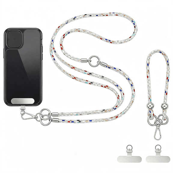 GJX Crystal Phone Lanyard Crossbody Set,Rhinestone Women Anti-Lost Crossbody Phones Straps,Cell Phones Lanyards and Phone Charm for All Iphone/Iphone 17 Pro Max,Colour