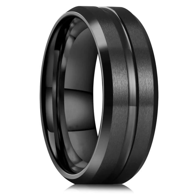 Simple 8mm Purple Stainless Steel Rings For Men Women Purple Matte Finish Beveled Polished Edge Men Rings Wedding Band Jewelry Style8 7