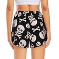 thumbnail image 4 of Uemuo black white Skull bone Pattern Women's Athletic Shorts High Waisted Running Shorts with Liner Pockets Gym Elastic Workout Shorts-Medium, 4 of 9