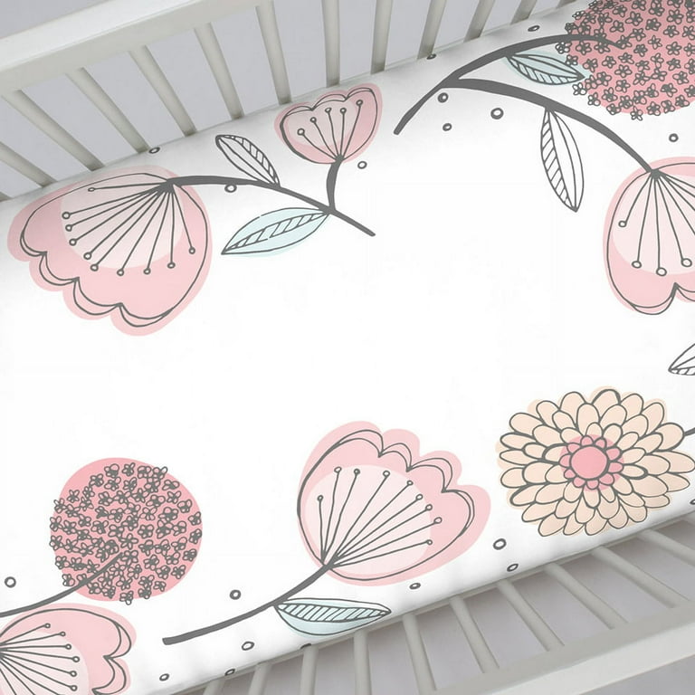 NoJo Photo Op Cotton Crib Sheet Floral Walmart
