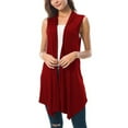 thumbnail image 4 of Dyegold Women's Sleeveless Cardigan Casual Long Open Front Flowy Drape Asymmetric Hem Plus Size Lightweight Vest Jackets, 4 of 8
