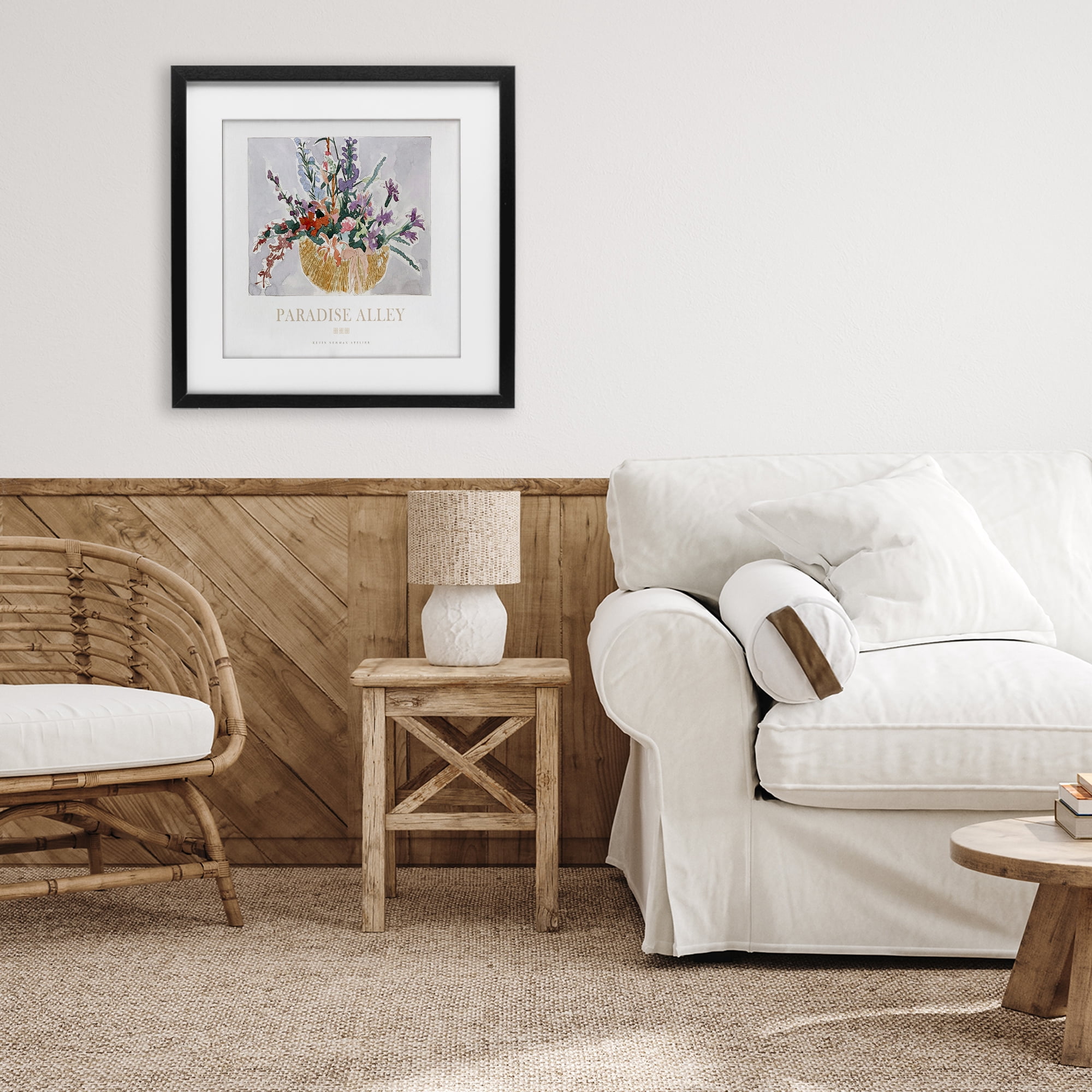 Stupell Industries Paradise Alley Basket of Flowers Black Framed Print Under Glass, design by Jadei Graphics