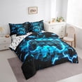 thumbnail image 4 of Manfei Game Console Bedding Sets Twin Size, Neon Blue Gamepad Bed in a Bag Twin size, Modern Video Game Reversible Comforter Sets with Sheets, Ultra Soft Bedroom Decor, 7-Piece, 4 of 7