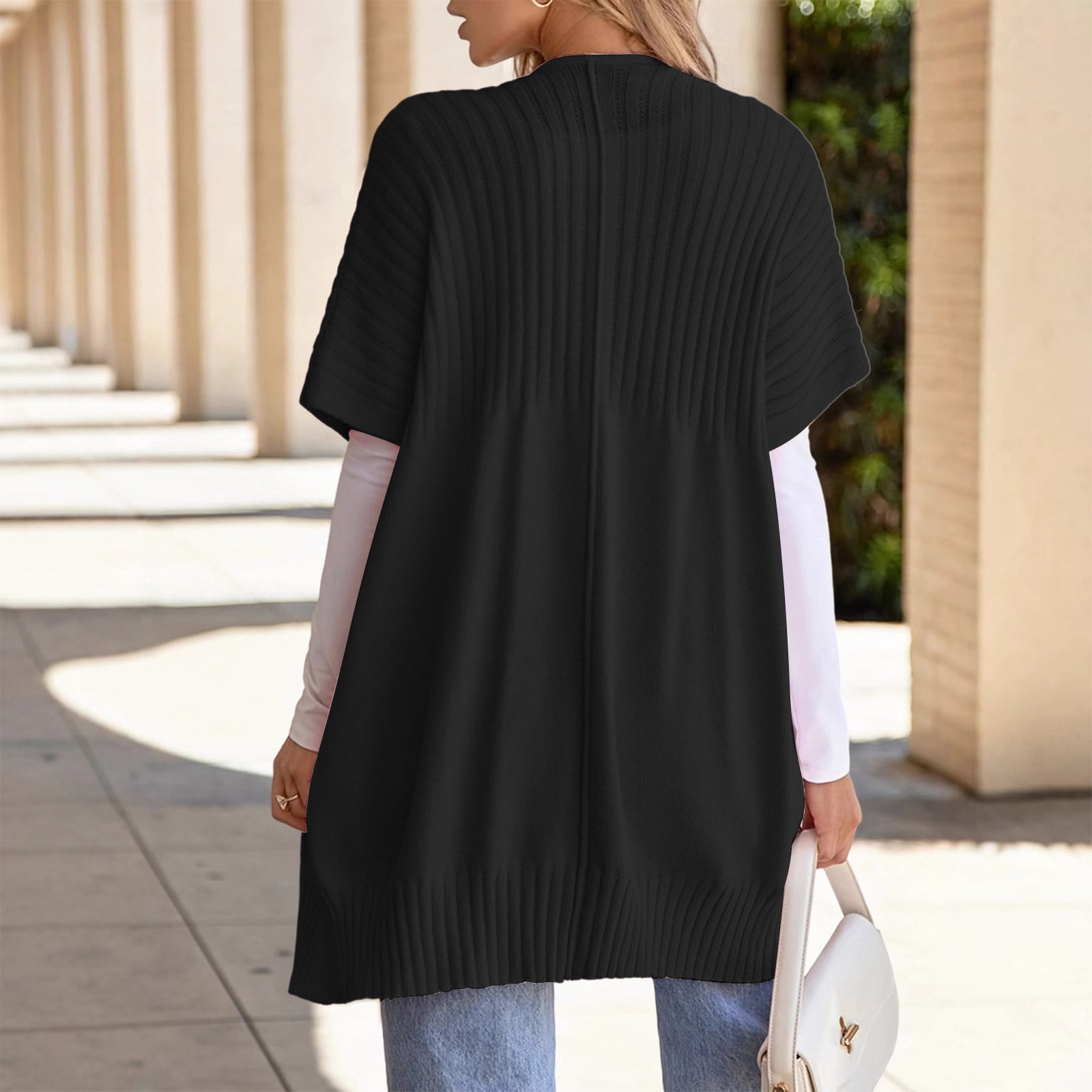 Women Long Sleeve Open Front Cardigan Casual Lightweight Cardigans Loose Knit Outwear with Pockets