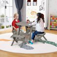 thumbnail image 4 of Costway Kids Wooden Table Set with Octagon Table 4 Stools & Removable Adjustable Umbrella Grey, 4 of 10