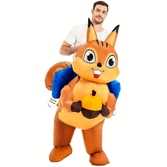 Inflatable Squirrel Ride-On Costume For Adults - Cute Forest Animal Party Outfit,Height 59"–74.8",Squirrel