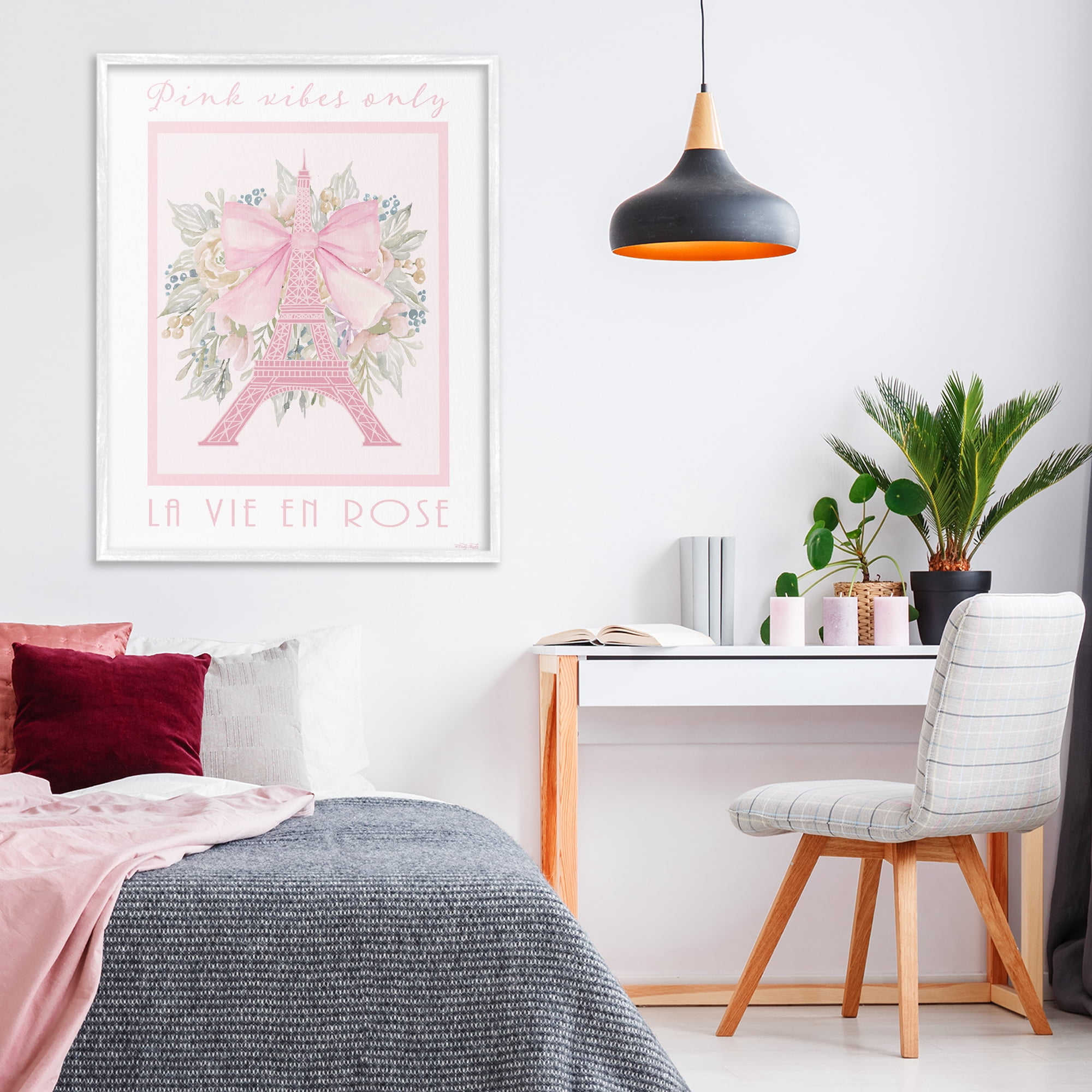 Stupell Industries Pink Vibes Only Paris White Framed Giclee Art, design by Cindy Jacobs