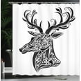 thumbnail image 3 of Ambesonne Antlers Shower Curtain, Deer Animal Tattoo, 69"Wx84"L, Black White, 3 of 4
