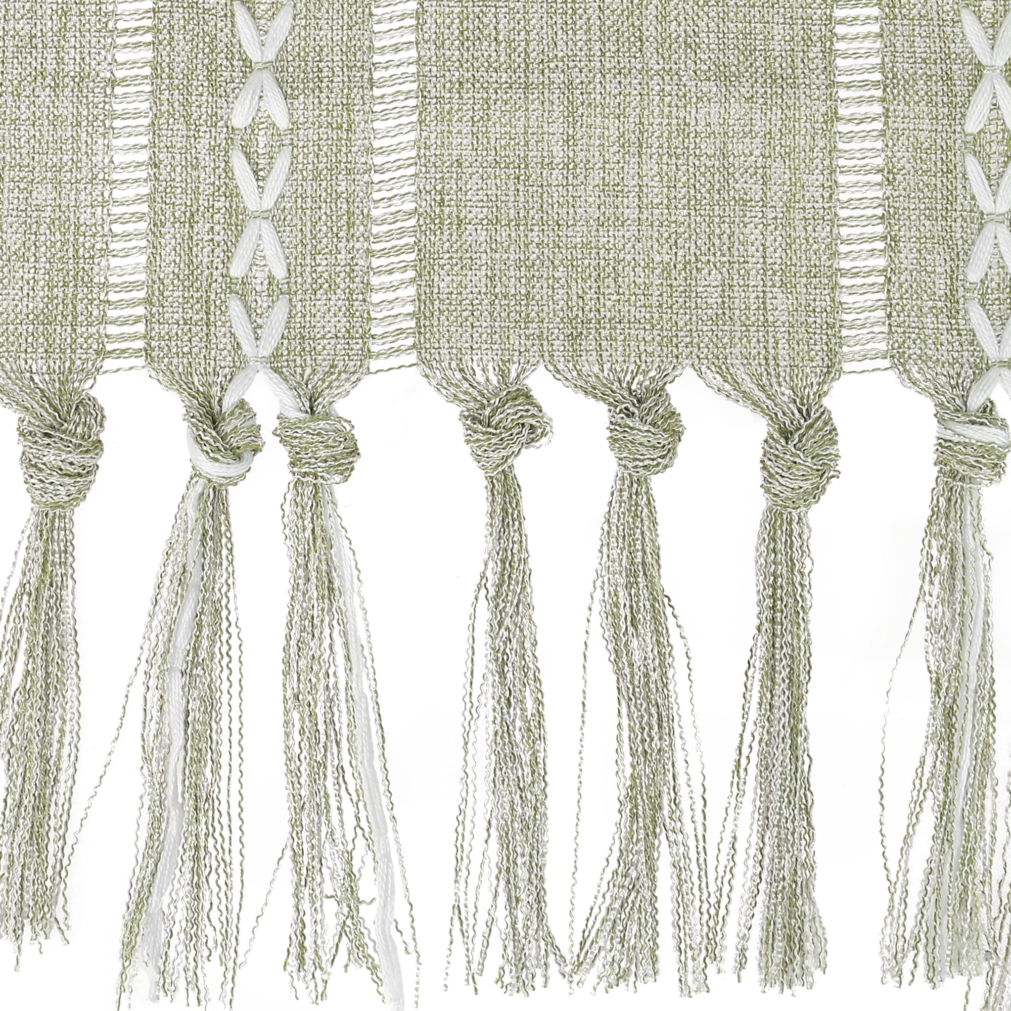 Unique Bargains Fringe Table Runner Hollow Out Table Flags for Daily Decoration Green 13"x63"