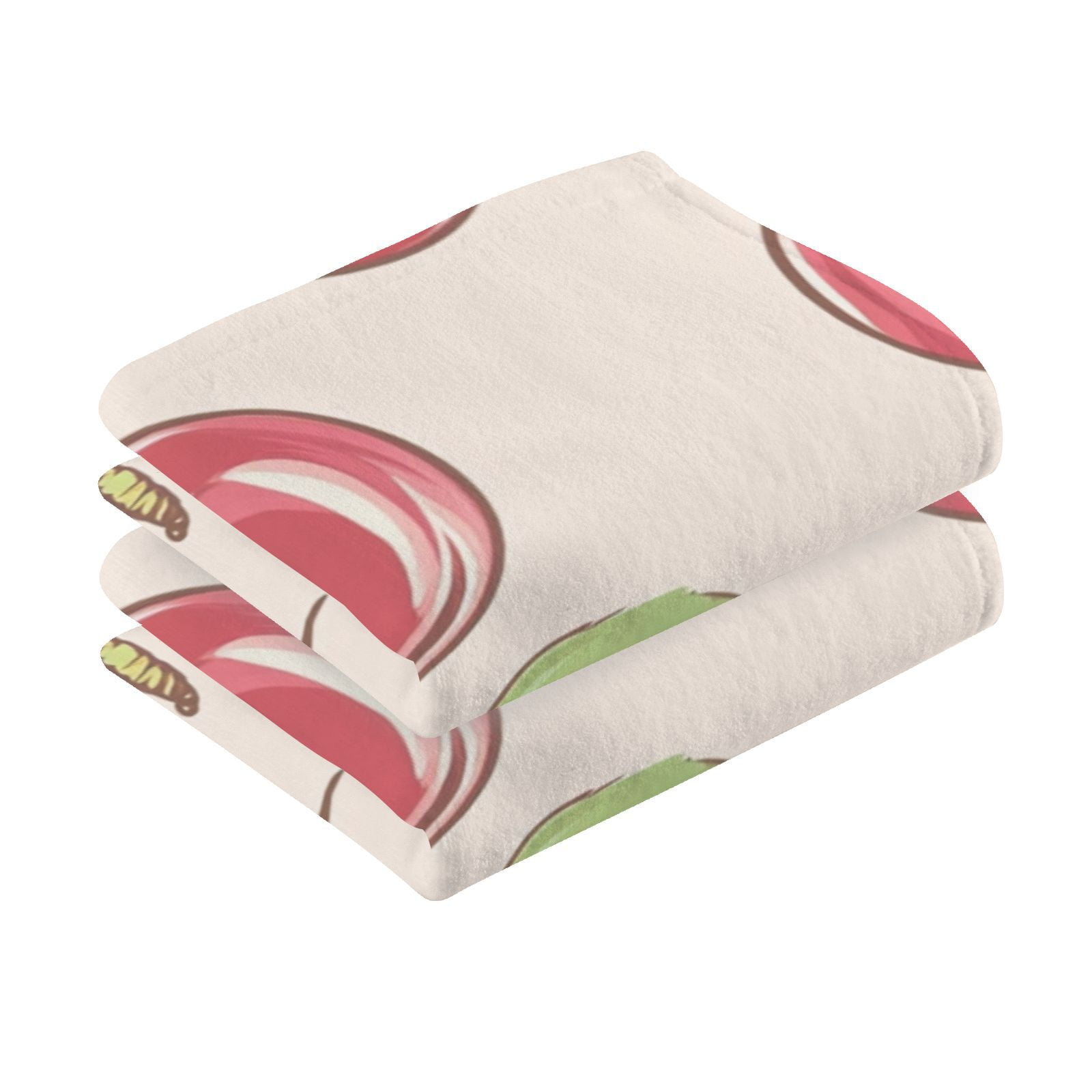Pink Cherrys Hand Towels Cotton Bath Towels Large Face Towels Absorbent for Bathroom 2 Packs