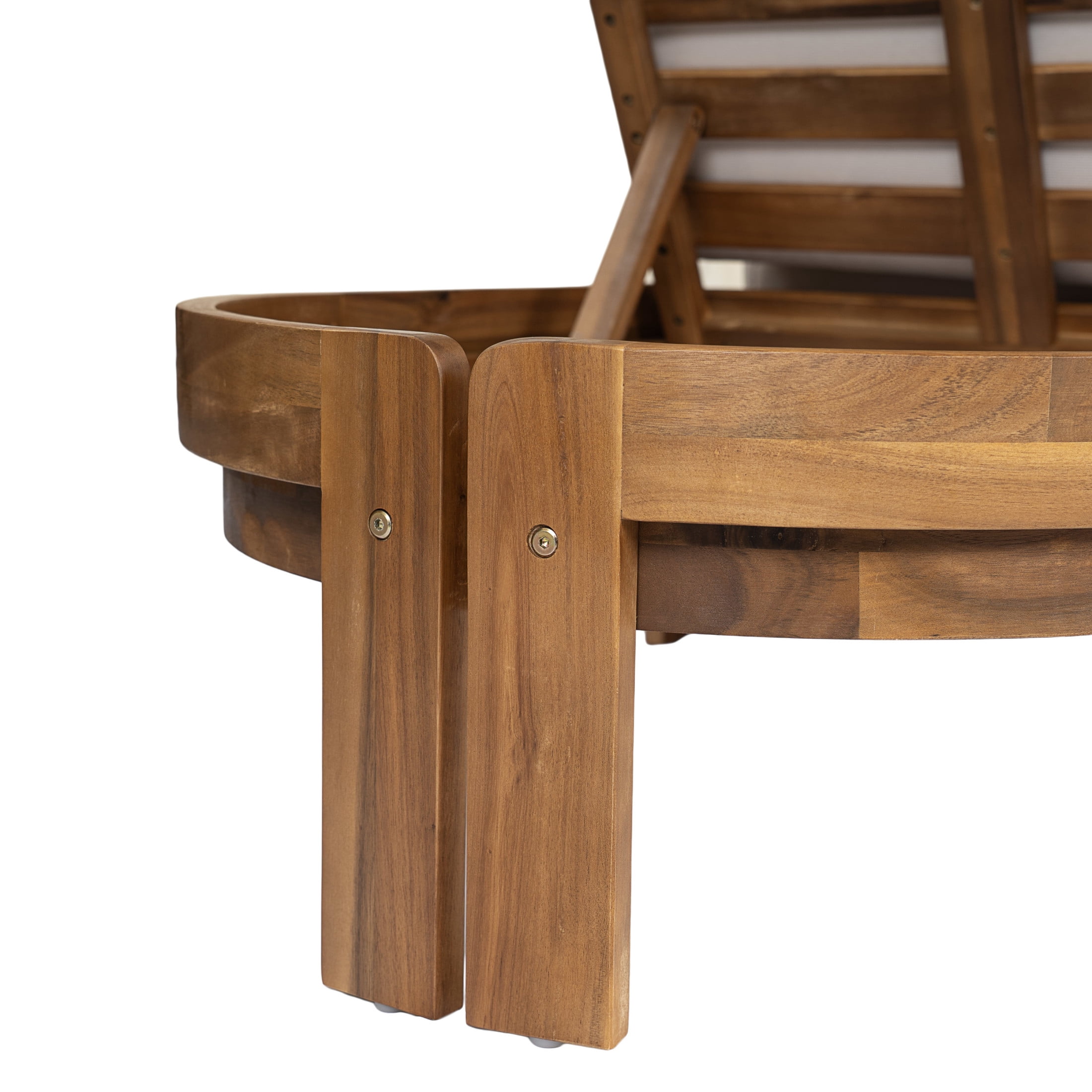 Christopher Knight Home Patio Acacia Wood Chaise Lounge with Cushion, Adjustable Backrest, Teak+Beige