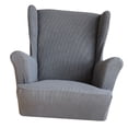 thumbnail image 3 of Replacement Arm Cover Stretch Jacquard Wingback Sofa Couch Slipcover Gray, 3 of 8