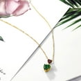 thumbnail image 5 of Gem Stone King 18K Yellow Gold Plated Silver Simulated Green Nano Emerald and Red Rhodolite Garnet Double Heart Pendant Necklace for Women (1.35 Cttw, Heart 8MM and 5MM, with 18 inch Silver Chain), 5 of 5
