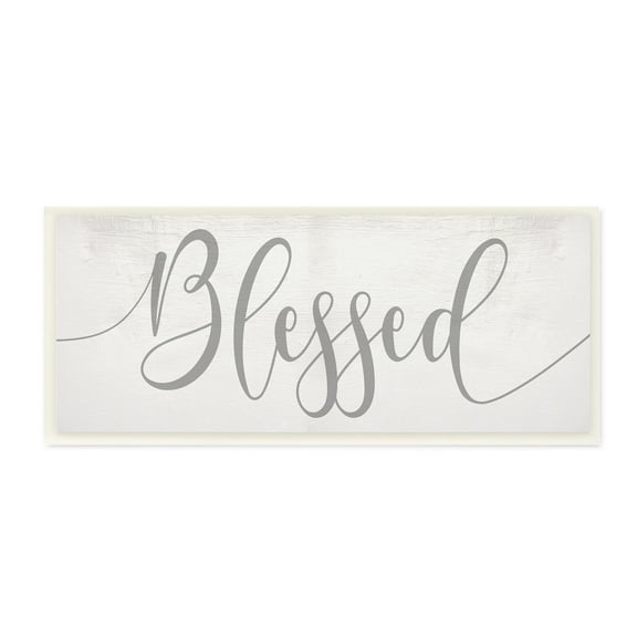 Stupell Industries Soft Grey Blessed Typography over Neutral Off-White Typography Painting Unframed Art Print Wall Art, 7 x 17