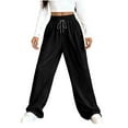 thumbnail image 3 of Women's High Waisted Elastic Waistband Trousers Pants Slacks, Straight Leg Stretchy Solid Color Casual Work Office Lounge Wear for Women | Aestivo,Black M, 3 of 9