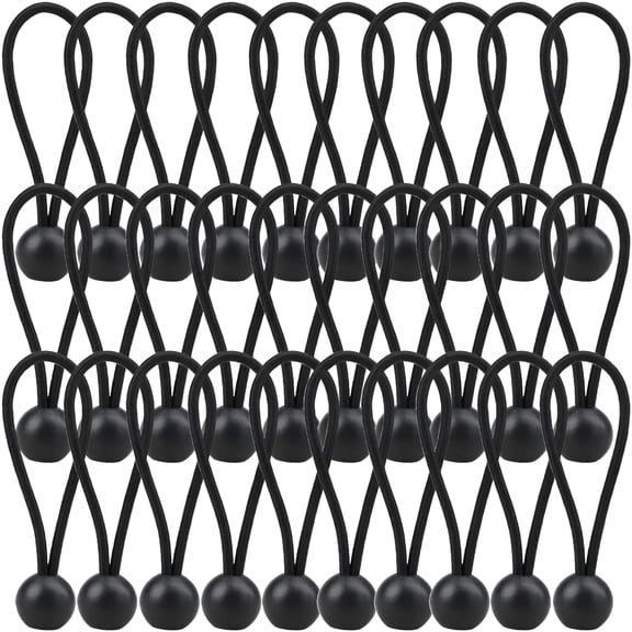 LAMIRO 30 Pack Bungee Balls,Black Ball Bungee Heavy Duty Heavyweight 4 inches Tarp Bungee Cords,Weather Resistant Tie Down Strap 4mm Thickness - for Camping,Tents,Cargo,Holding Wire and Hoses
