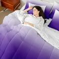 thumbnail image 4 of jejeloiu Abstract Gradient Effects 7-Piece Bedding Comforter Set,Minimalsim Ombre King Bedding Sets,White Purple Bed Sheets For Kids,Breathable Home Decor Reversible, 4 of 8