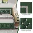 thumbnail image 3 of 4 EVER WINNER Queen Bed Frame, Upholstered Platform Bed Frame with Headboard and Footboard, Diamond Headboard and Footboard Design, Green, 3 of 7