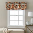 thumbnail image 3 of Burnt Orange Green Kitchen Curtain Valances for Windows Farmhouse Short Curtains, Vintage Abstract Flowers Rod Pocket Valance Curtain for Bedroom Cafe Living Room 60"x18", 3 of 8