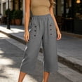 thumbnail image 2 of Wide Leg Capri Pants for Women Elastic Waisted Baggy Palazzo Lightweight Capris Casual Lounge Going Out Bottoms Gray 3XL, 2 of 6