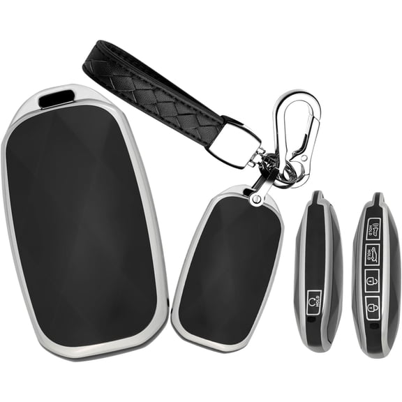 Key Fob Cover Compatible with Hyundai Genesis GV60 GV80 G70 GV70 G90 TPU 5 Button Keychain Case Holder Protector,A Black