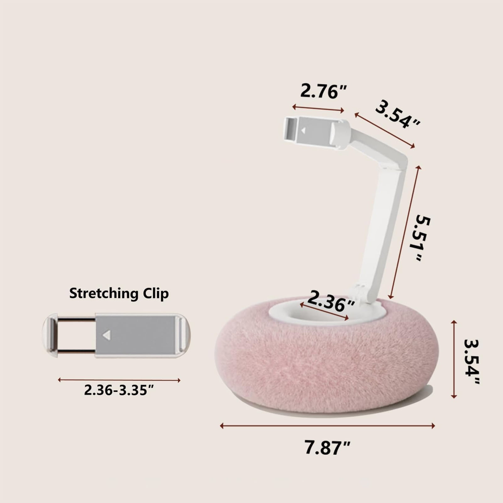 Rotatable Adjustable Bed Phone Stand With Plush Pillow Mount Double Joint Arm For Eye Levels Viewing Neck Strain Relief