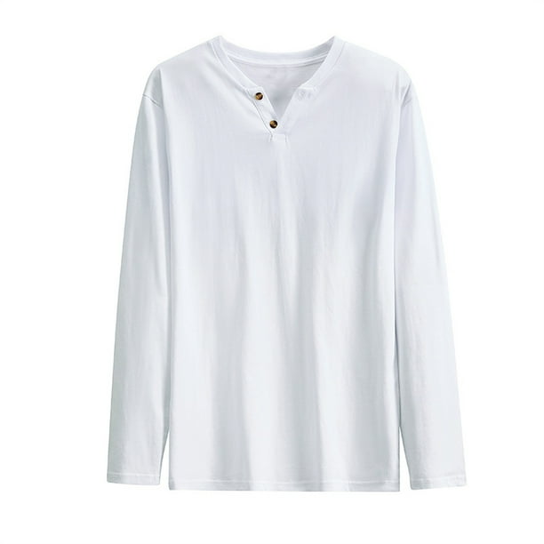 pstuiky camisas de manga larga para hombre, Blusas de cuello en V de manga larga holgadas, informales, cómodas y lisas para hombre Tops de hombre xl