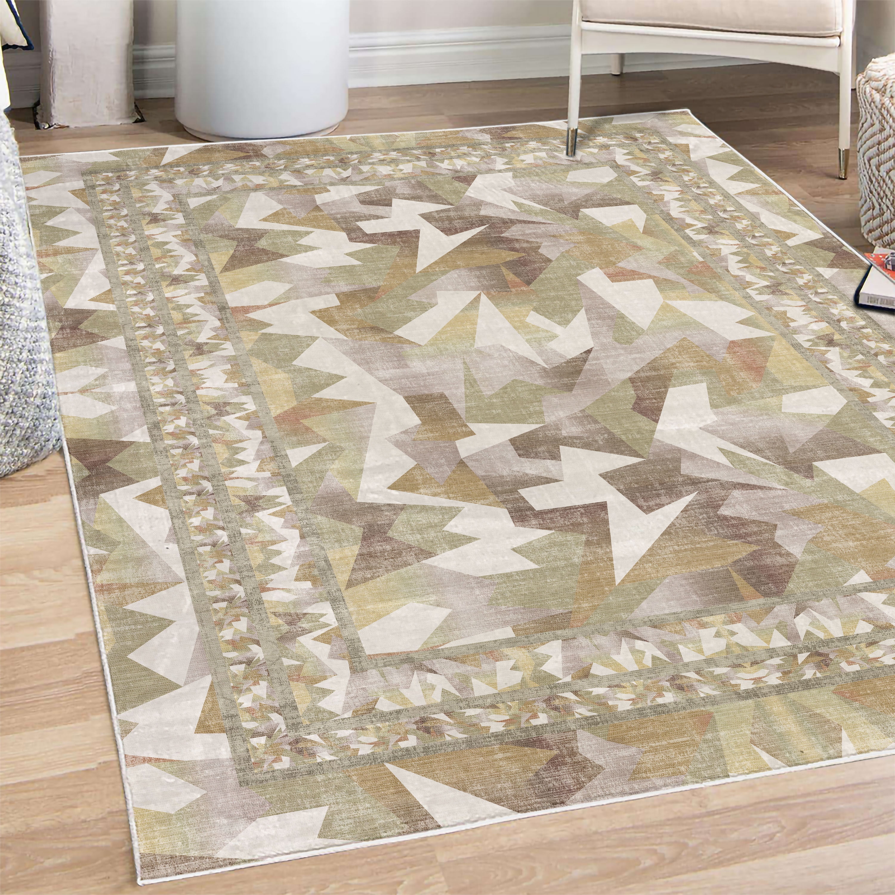 Colorful Decorative Rug, Modern Themed Pattern of Abstract Forms ...