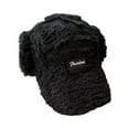 thumbnail image 2 of D GROEE Ladies Ear protective Baseball Winter Ladies Hat Earflaps Ear Thickened Plush Long Brim Sunshade Solid Color Lace Up Strap Windproof Lei Black, 2 of 8