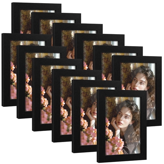 AEVETE 4x6 Picture Frames Black Set of 12, Wall and Tabletop Display for Home Office Decor