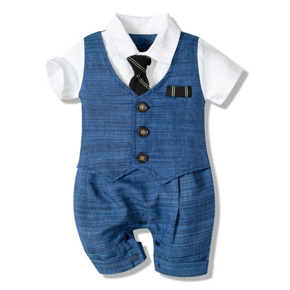 YOUSNH Boys Outfit Sets Button Boys Clothes Jumpsuit Romper Gentleman Formal Baby Boys Outfits&Set Clothes Set Blue 80