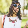 thumbnail image 4 of Simple Fashion Jewelry Set Bib Necklace Earrings Set National Style Bohemian Bohemia Jewelry (Red), 4 of 7
