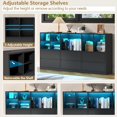 thumbnail image 3 of Black 6 Drawers Dresser with 7 Storage Cubbies, Chest of Drawers with Power Outlet and LED Lights, 63" Triple Wide Long Dresser Organizer for Bedroom, Modern Dresser with Open Shelf for Living Room, 3 of 8