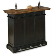 Homestyles Americana Black Wood Bar with Drawer and Wine Glass Storage
