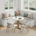 thumbnail image 4 of Nordee L-Shaped Storage Bench with Cushion- Modern Corner Breakfast Nook Bench for Kitchen, Entryway- White, 4 of 6