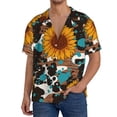 thumbnail image 1 of Balery Vintage Sunflowes Camisa Casual de Manga Corta con Botones para Hombre, Texturizada, Estilo Cubano, para Playa, Verano-Large, 1 of 5