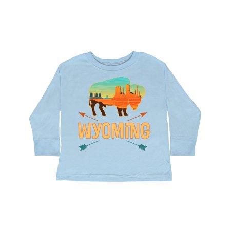 

Inktastic Wyoming Vacation Buffalo Silhouette Gift Toddler Boy or Toddler Girl Long Sleeve T-Shirt