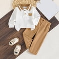 thumbnail image 2 of Akiihool Toddlers Boys Clothes Toddler Baby Boy Waffle Clothes Outfit Long Hoodie Stripe Pants Set Infant Winter Outfit 6 12 18 Months 2T 3T Khaki,4-5 Years, 2 of 9