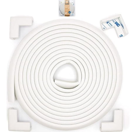 Slimfit Corner Edge Protector for Baby Proofing (Small 15ft Edge 4 Corners), Furniture Safety Bumper Guard, Soft NBR Rubber Foam, 3M Adhesive, Oyster White (Off White)