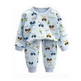thumbnail image 3 of Baby Boy Outfits 2 Piece Cozy Cartoon Print Crew Neck Long Sleeve Sweatshirt And Jogger Pants for Homewear Boys' Clothing Sets Blue 18-24 Months, 3 of 3